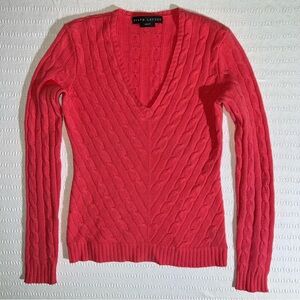 Polo Ralph Lauren Cable Knit Sweater Women Small Old Money Preppy Academia Y2K